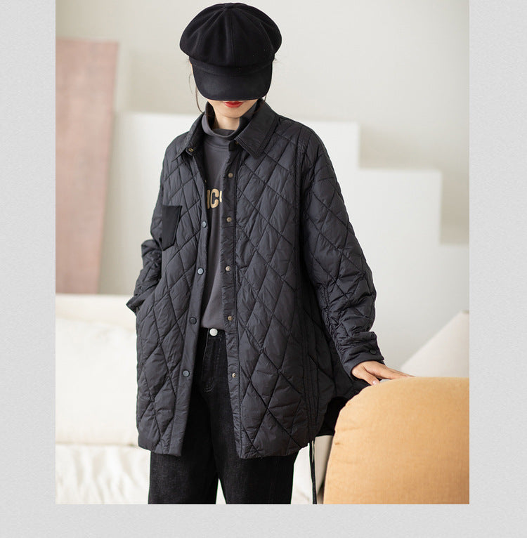 Casual Solid Color Lapel Down Jacket