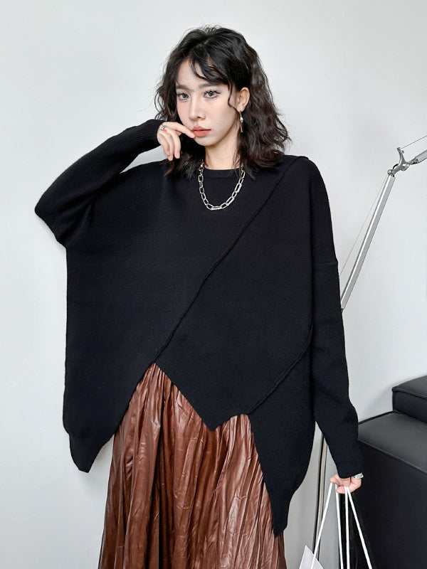 Irregular Knit Long Sleeve Sweater