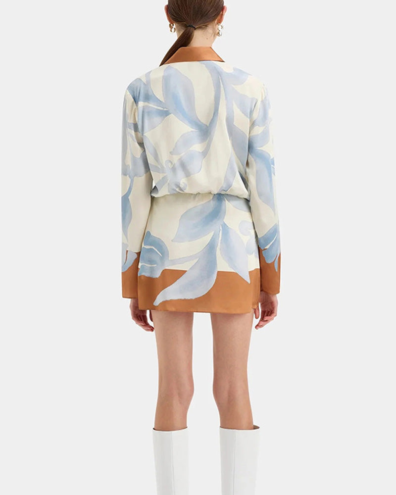 Irregular Knot Long Sleeve Shirt Dress