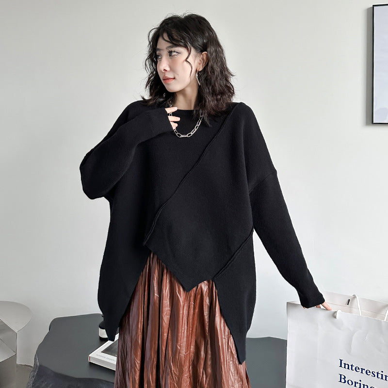 Irregular Knit Long Sleeve Sweater