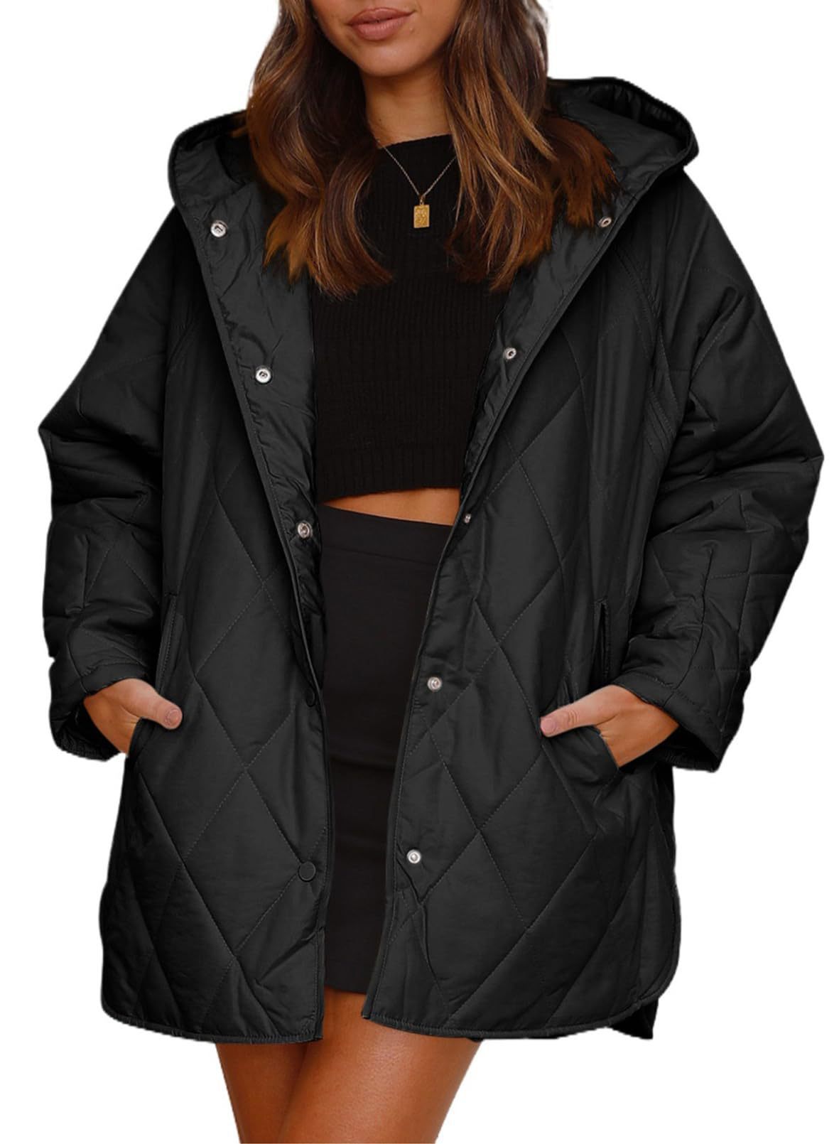 ins European and American Foreign Trade Amazon 2023 Women's winter jacket casual diamond quilted hooded lightweight jacket for women