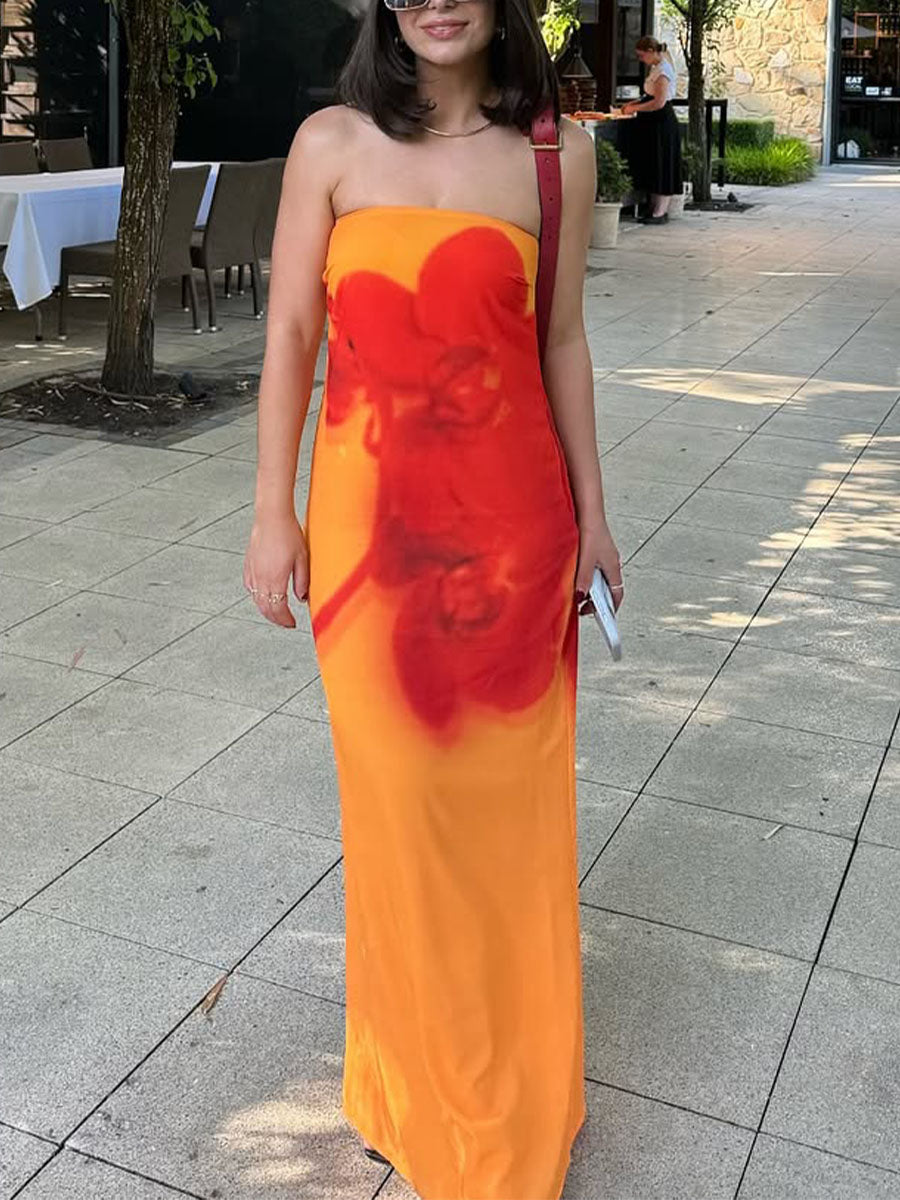 Sunset flower print dress