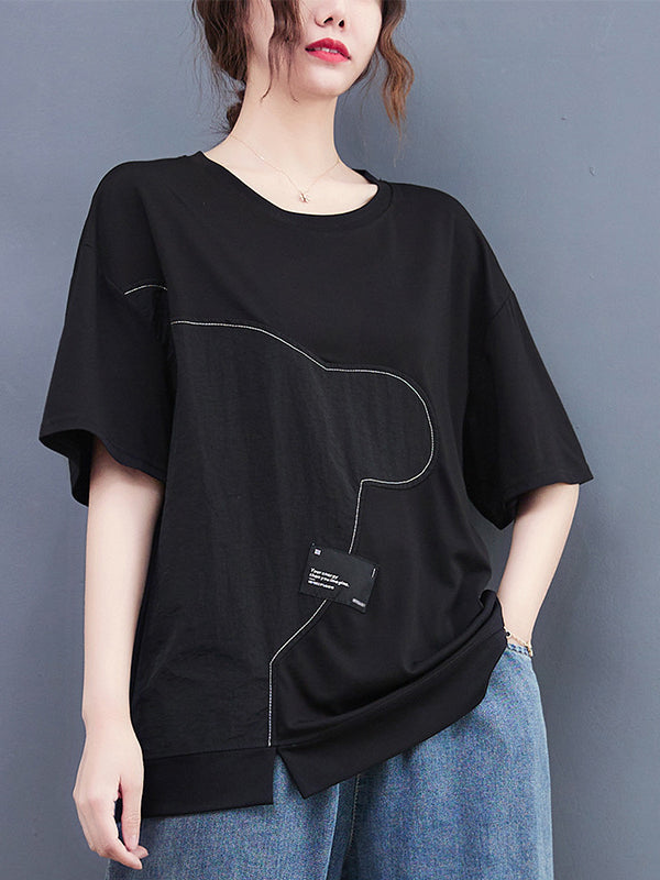 Casual Splicing Round Neck Short Sleeve T-shirt
