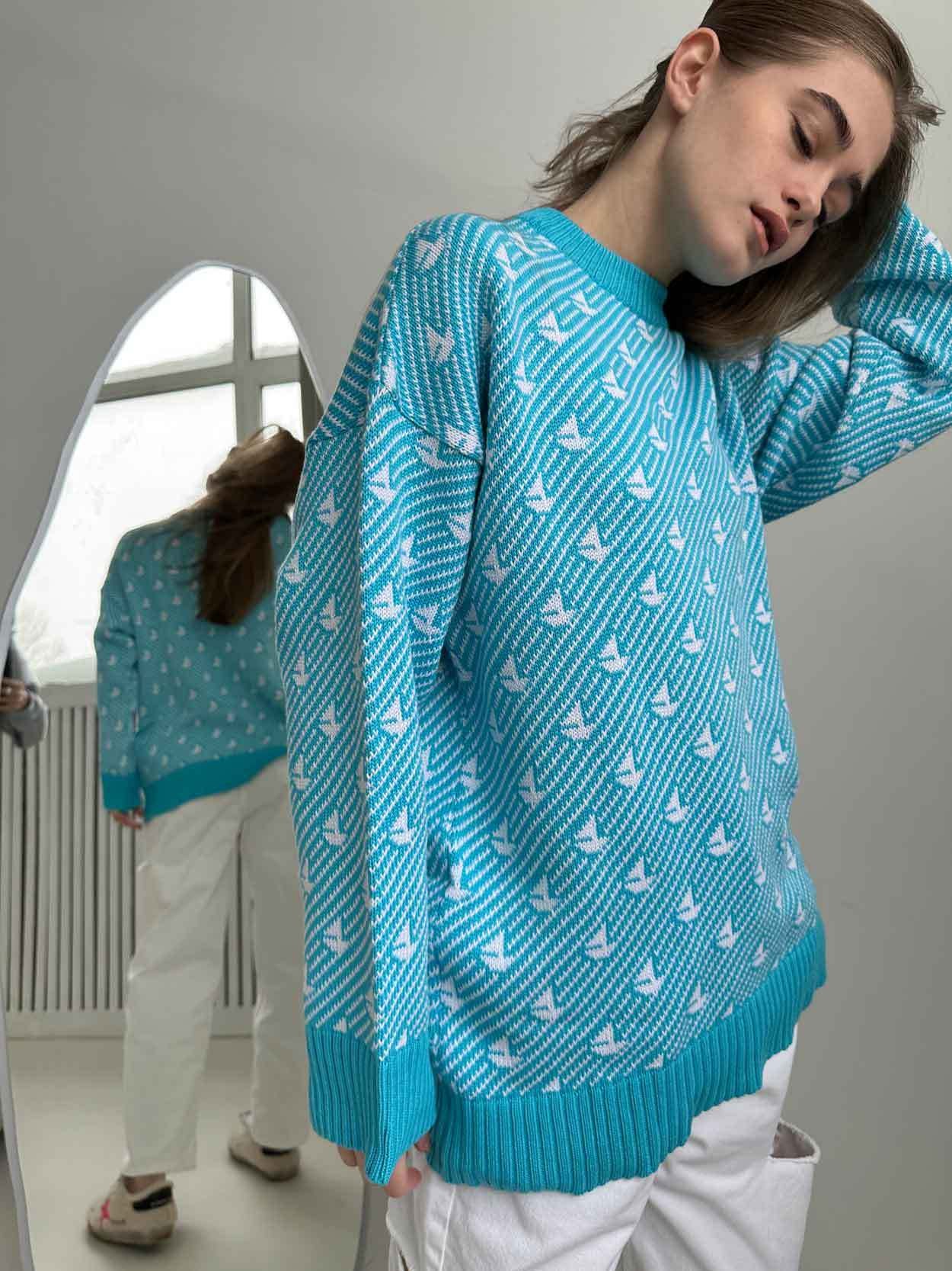 Round neck sailing sweater winter commuter loose knitted pullover women's top