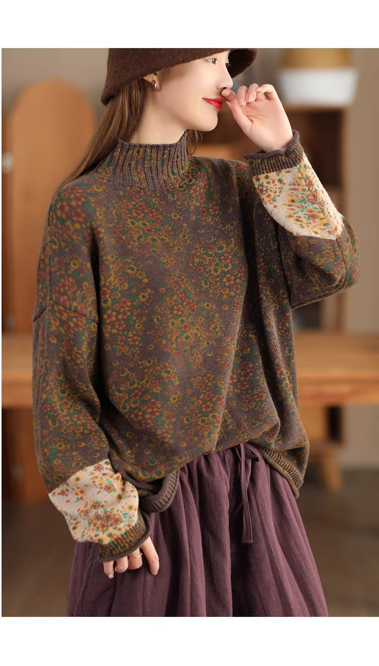 Vintage Cotton Thread Floral Knit Sweater