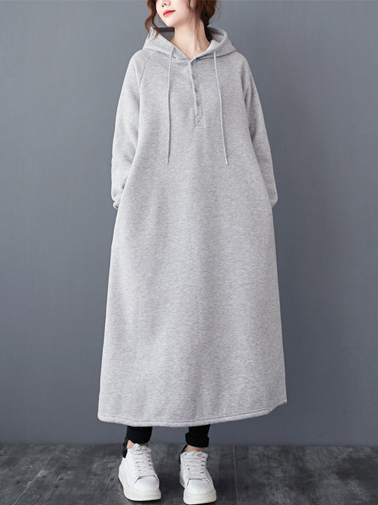 Casual Thickened Hooded Sweatshirt Dress