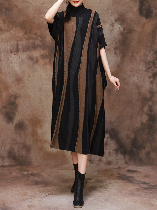 Original Design Knit Short Sleeve Midi Dress