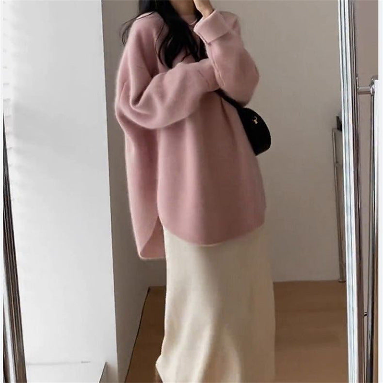 Casual Solid Color Knit Sweater