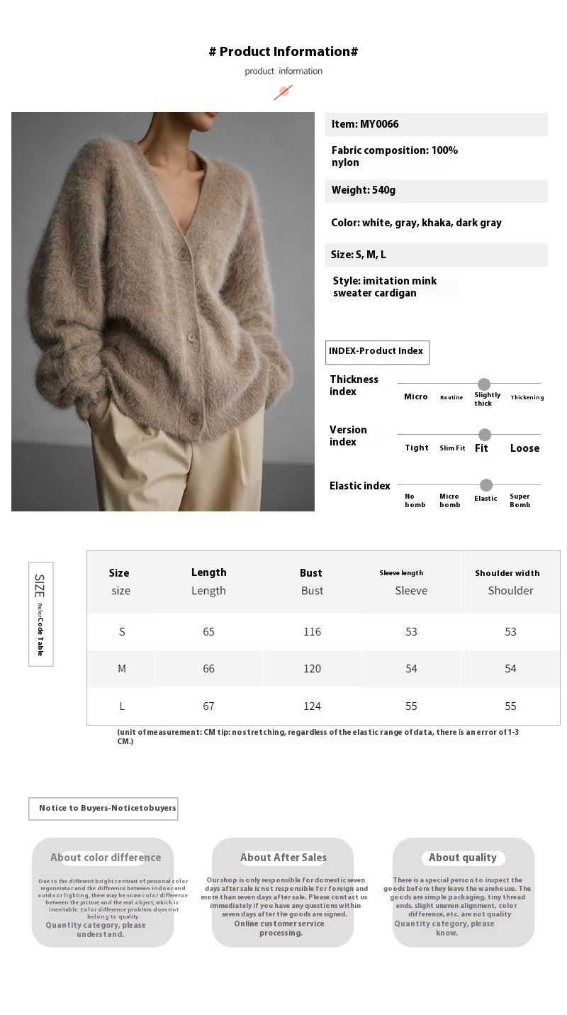 Mink-Like Knitted Sweater Cardigan Autumn And Winter Lazy