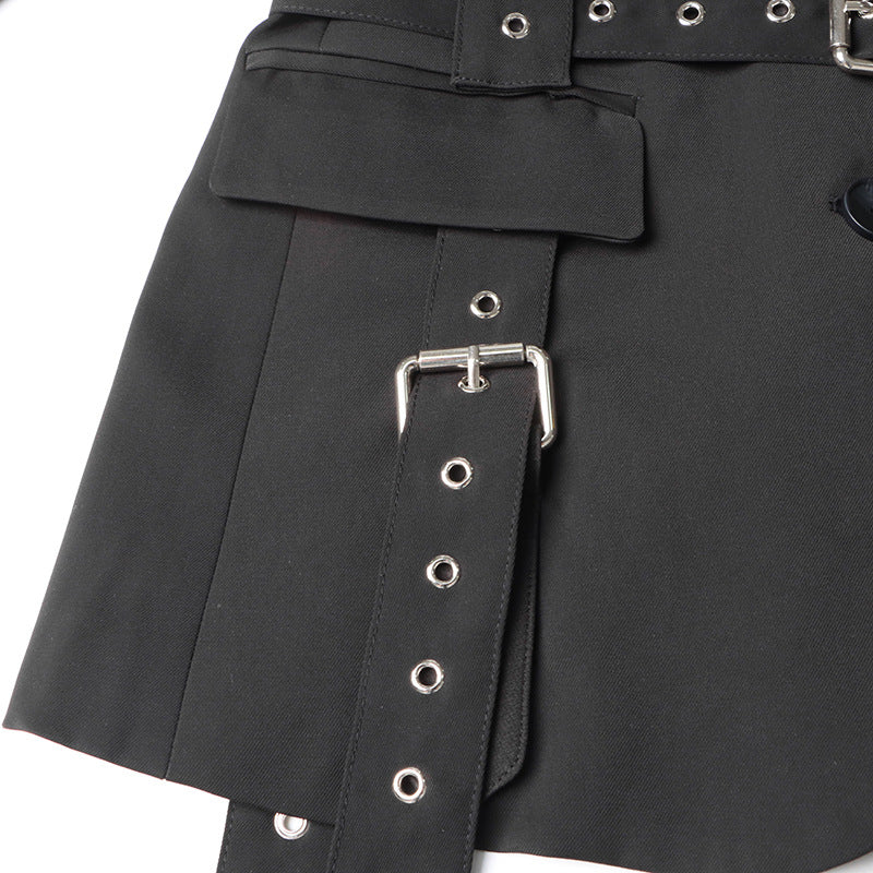 Personalized Studded Buckle Long Sleeve Blazer