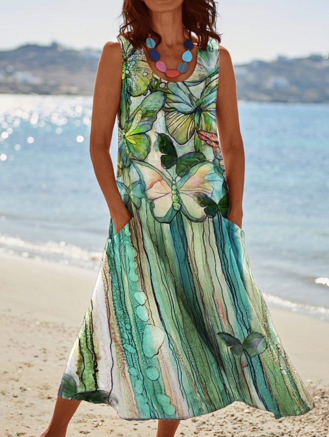 Women's Loose Retro Print Dress