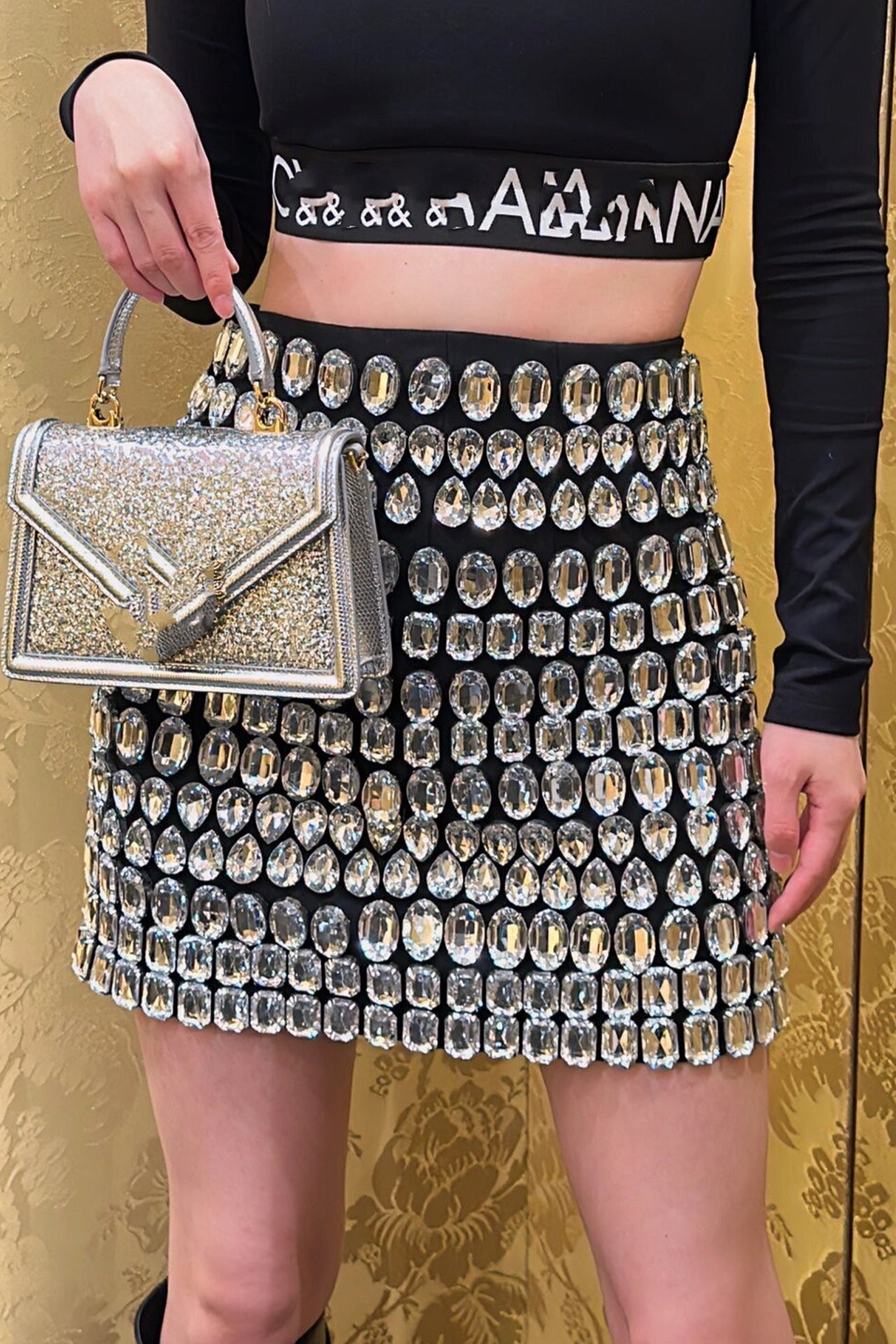 Leah Rhinestone Mini Skirt