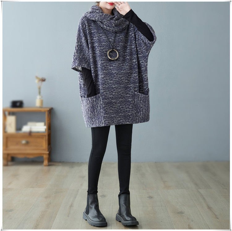 Loose Knitted Large Pocket Turtleneck Sweater