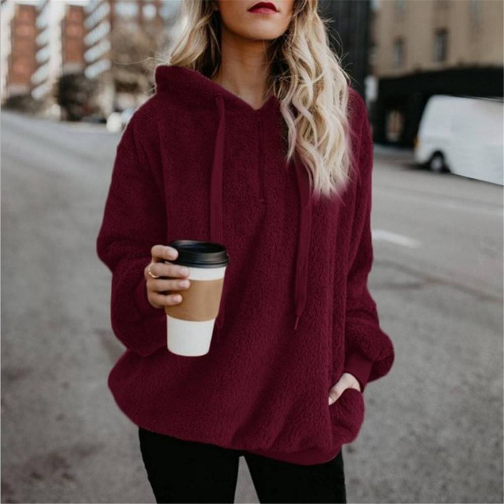 Zipper Regular Plain Patchwork Hooded Women's Hoodie