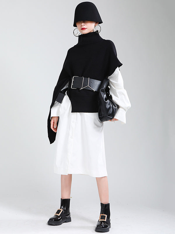 Original Solid High-Neck Irregularity Sweater