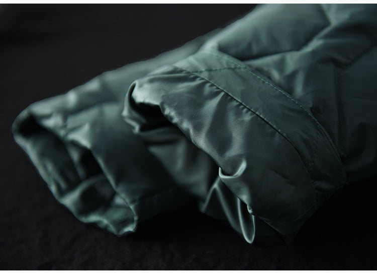 Loose Splicing Hooded Long Sleeve Thickened Down Jacket