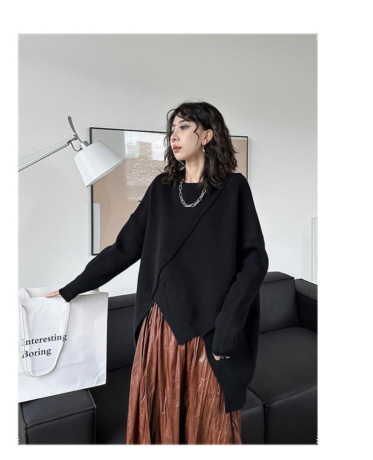 Irregular Knit Long Sleeve Sweater