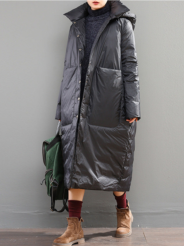 Classic Warm Solid Color Down Coat