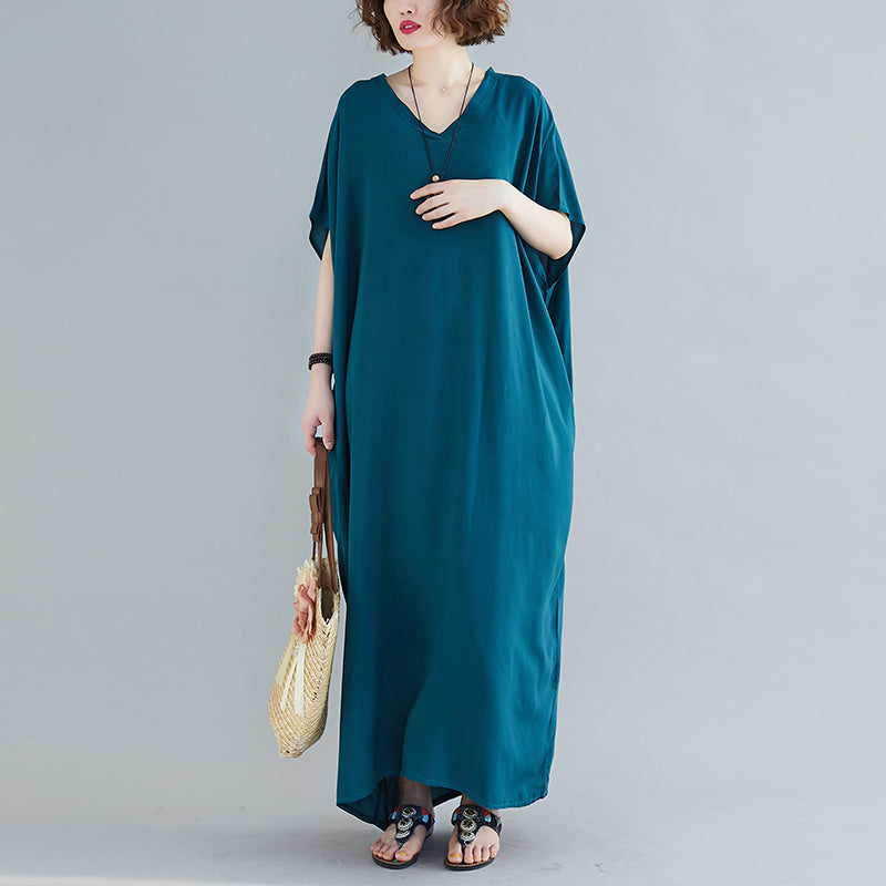 Loose Cotton Solid Color Maxi Dress