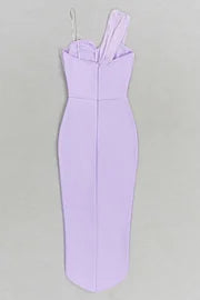 Women Sexy Strapless Violet Bandage Midi Dress