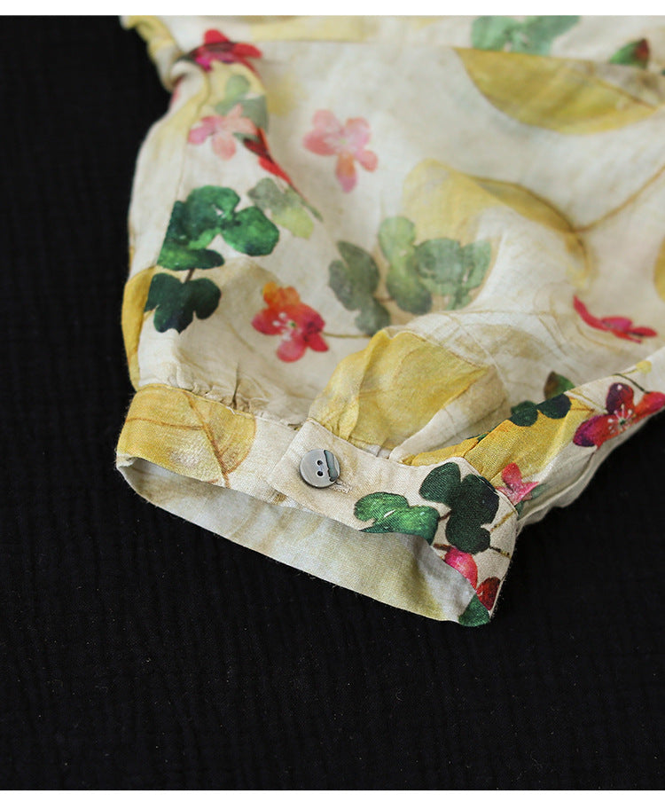 Colorful Cotton Linen Long Sleeve Shirt