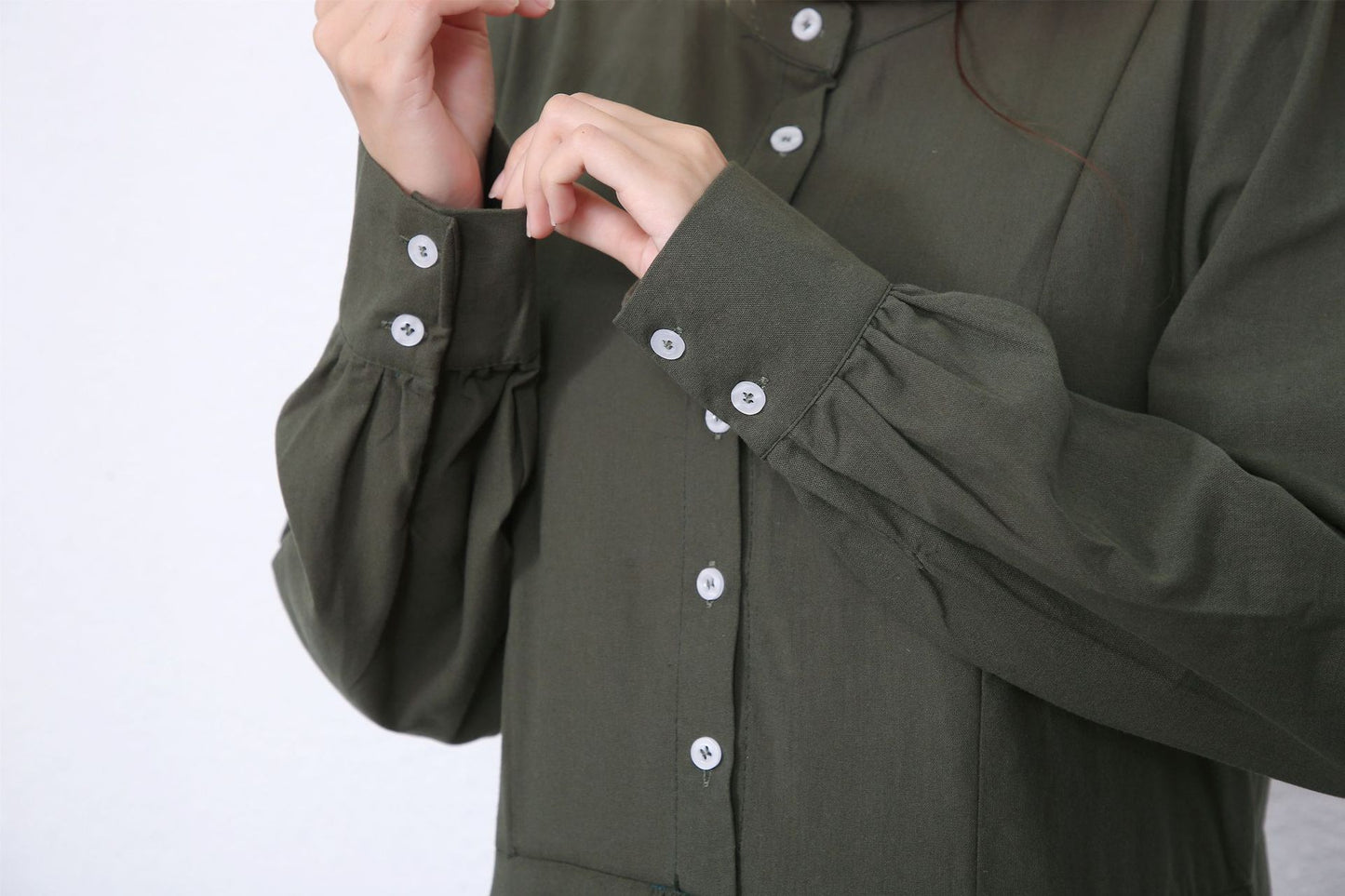 Simple Solid Color Stand Collar Maxi Dress