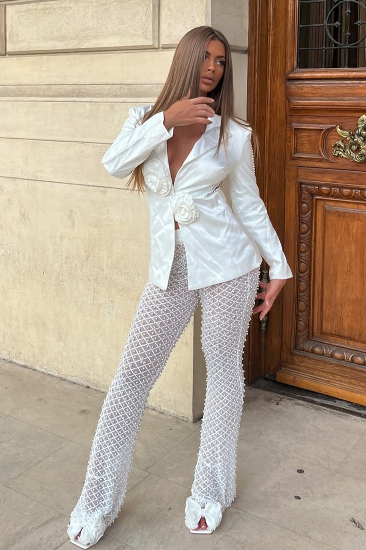 Denisa Ioana Haute Couture Two Pieces Set In White