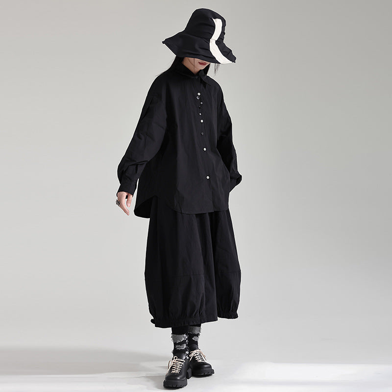 Classic Solid Color Bubble Sleeve Blouse