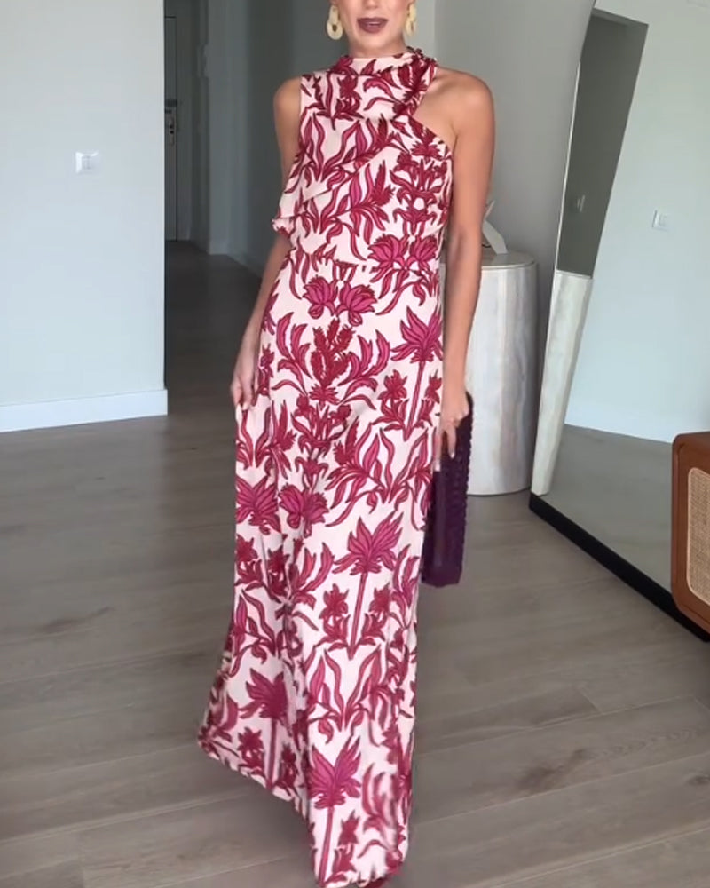 Elegant Holiday Print Dress