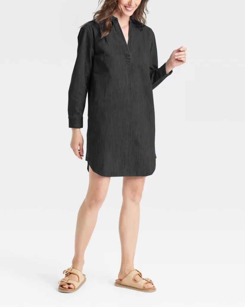 V-Neck Oversized Denim Dress With Side Pockets (Buy 2 Free Shipping)