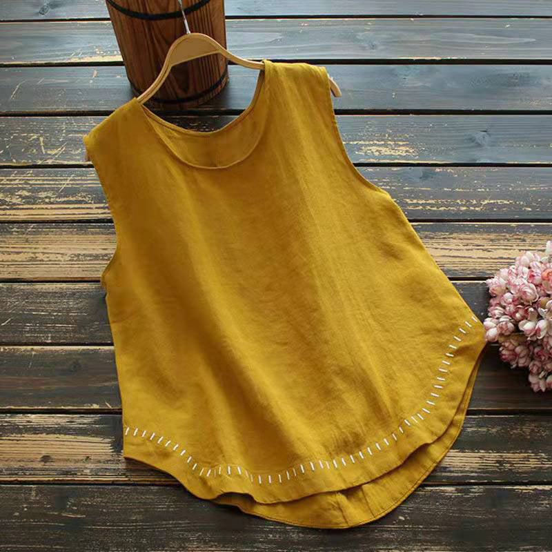 Vacation Style Simple Embroidery Loose Vest