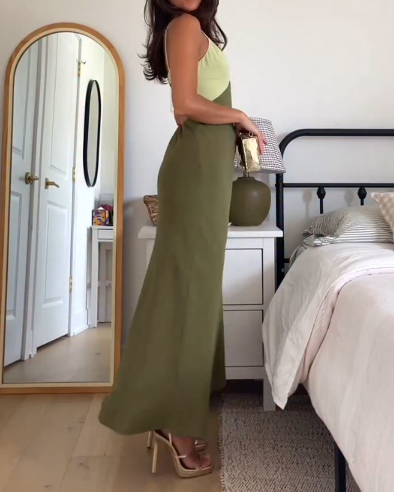 Casual Colorblock Sling Dress