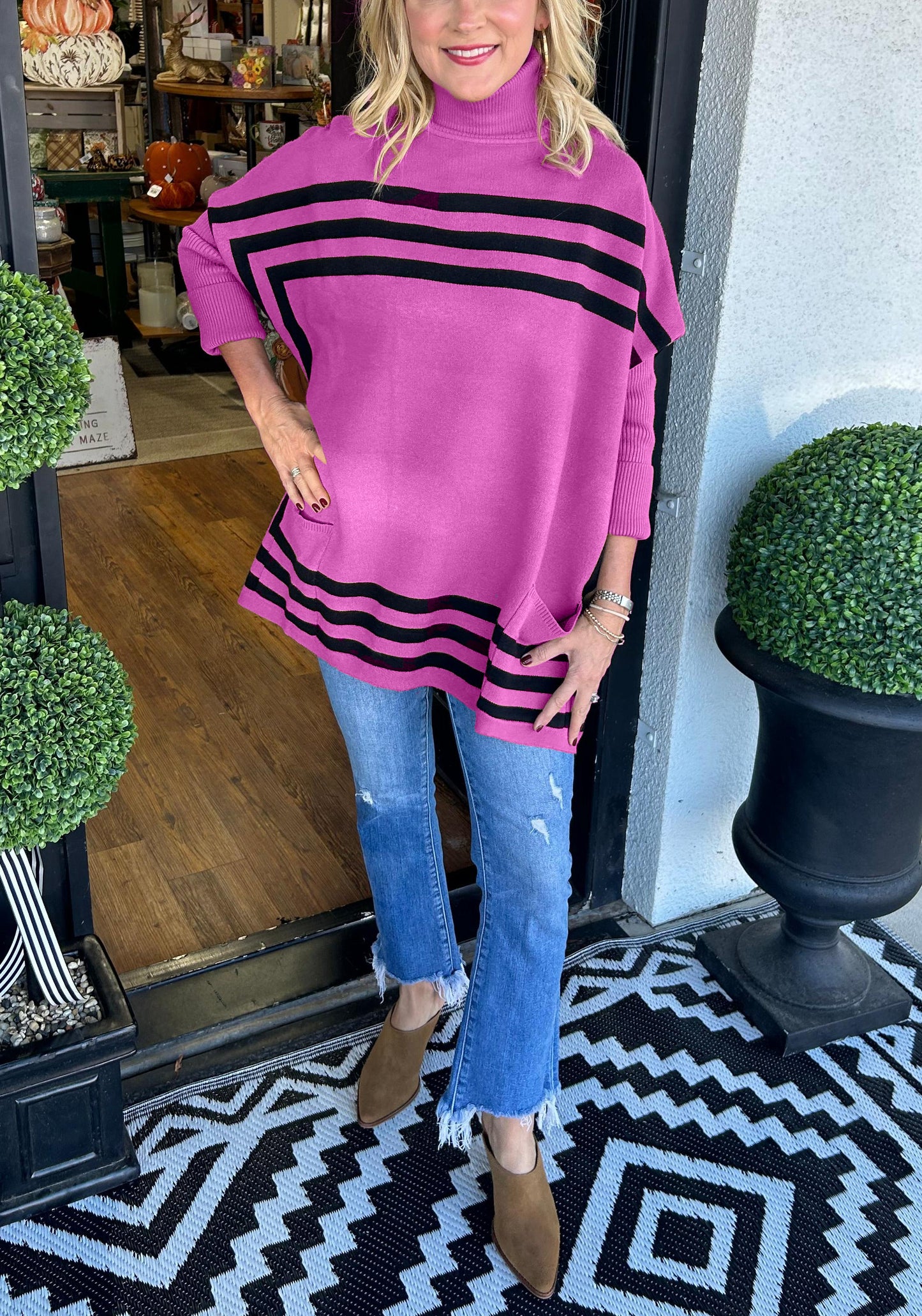 Women's High Collar Striped Sweater(Buy 2 Free Shipping)