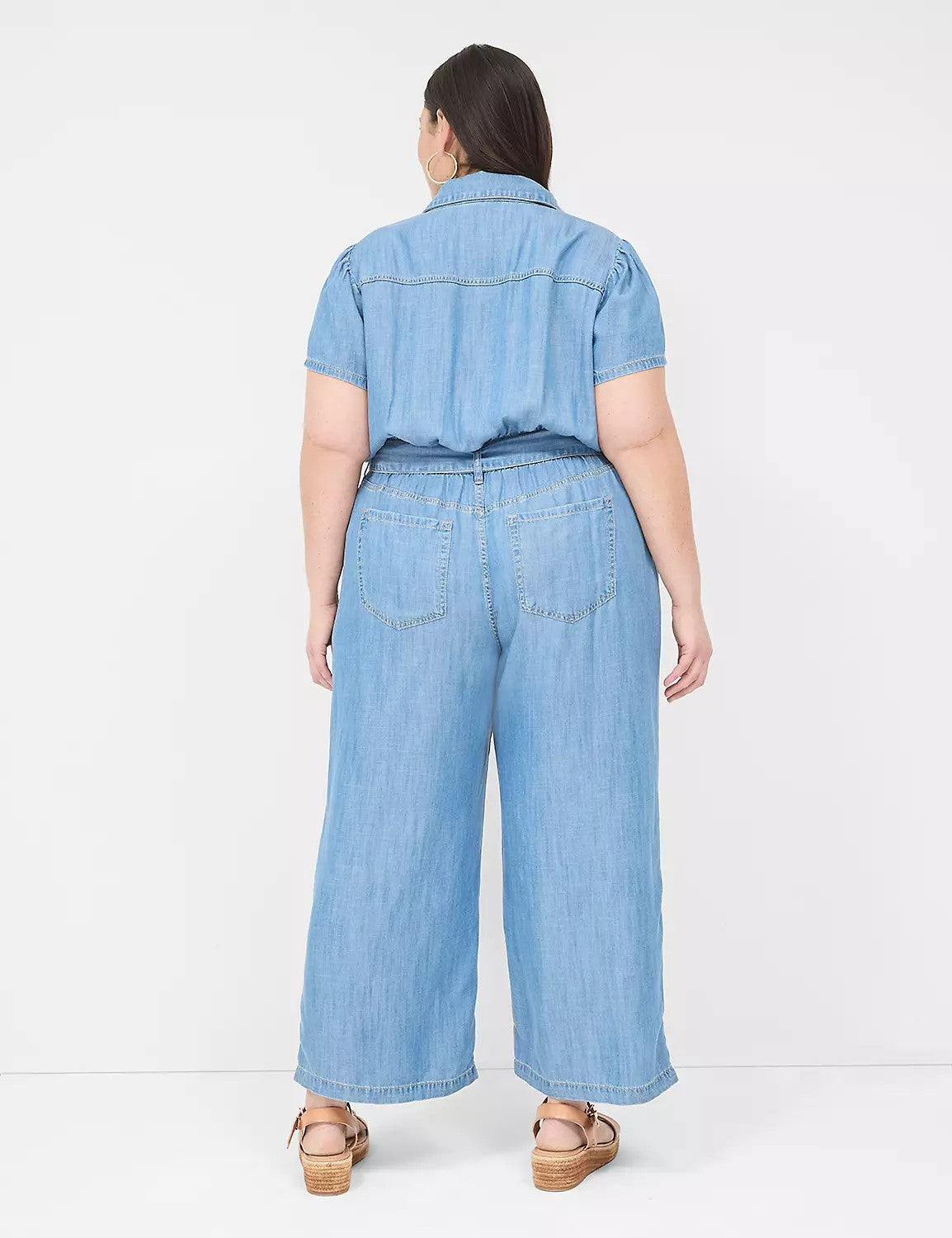 Casual Button Detachable Self-Tie Belt Denim Wide-Leg Jumpsuit With Pockets(Buy 2 Free Shipping)