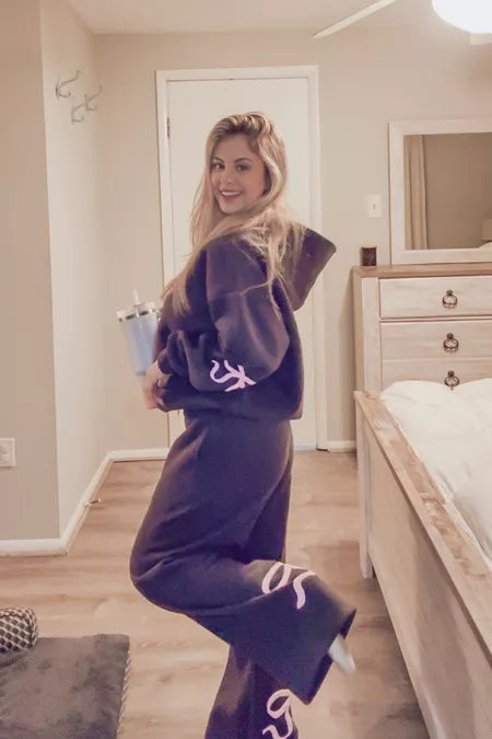 2025 Spring Women's Casual Bow Print Hoodie and Sweatpants 2-Piece Set🎀(Buy 2 Free Shipping)