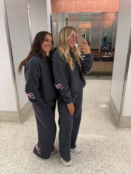 2025 Spring Women's Casual Bow Print Hoodie and Sweatpants 2-Piece Set🎀(Buy 2 Free Shipping)