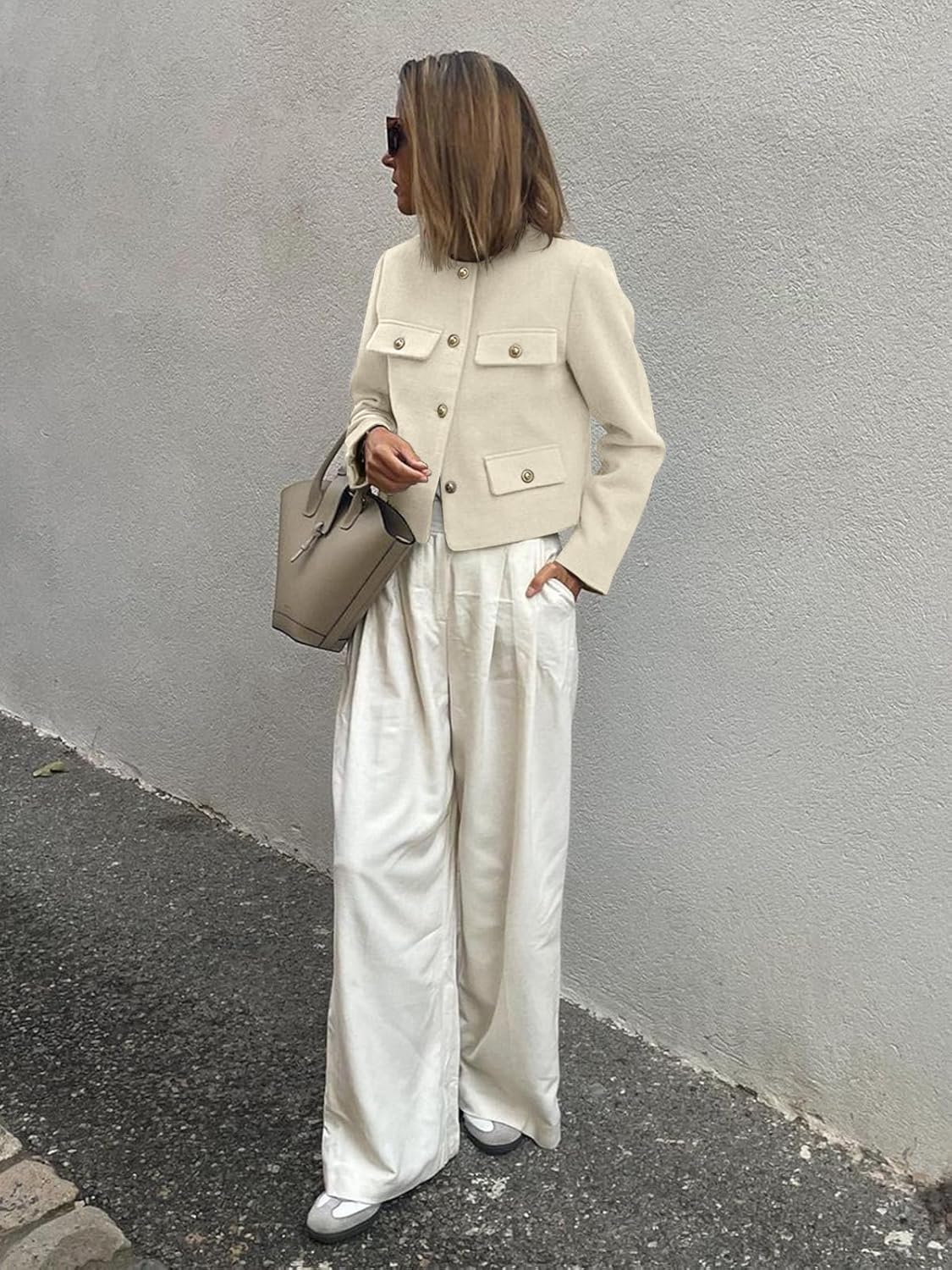 Women's 2025 Short Button-Down Tweed Blazer With Pockets (Buy 2 Free Shipping)