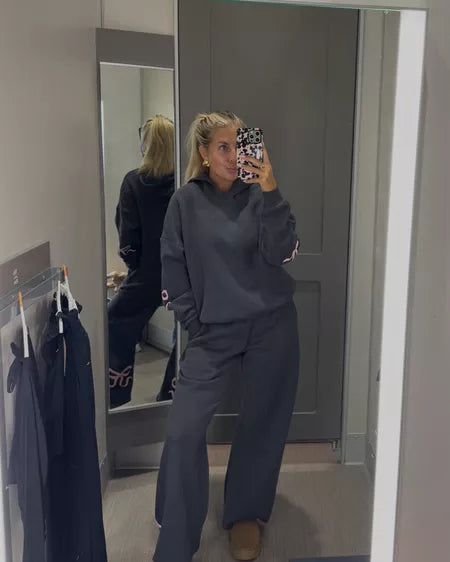 2025 Spring Women's Casual Bow Print Hoodie and Sweatpants 2-Piece Set🎀(Buy 2 Free Shipping)