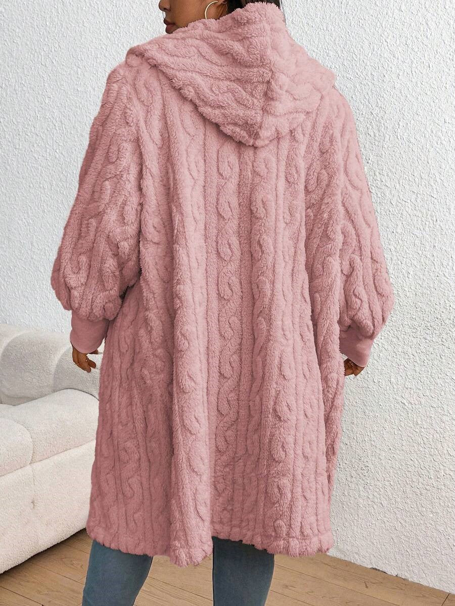 Front Hooded Long Sleeve Teddy Bear Plush Hooded Jacket With Pockets (Buy 2 Free Shipping)