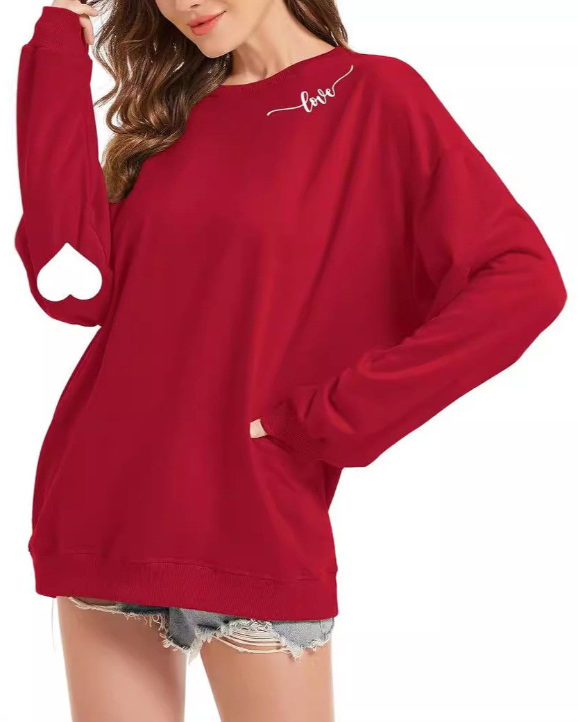 Loose Heart Pattern Crewneck Sweatshirt【Buy 3 Free Shipping】