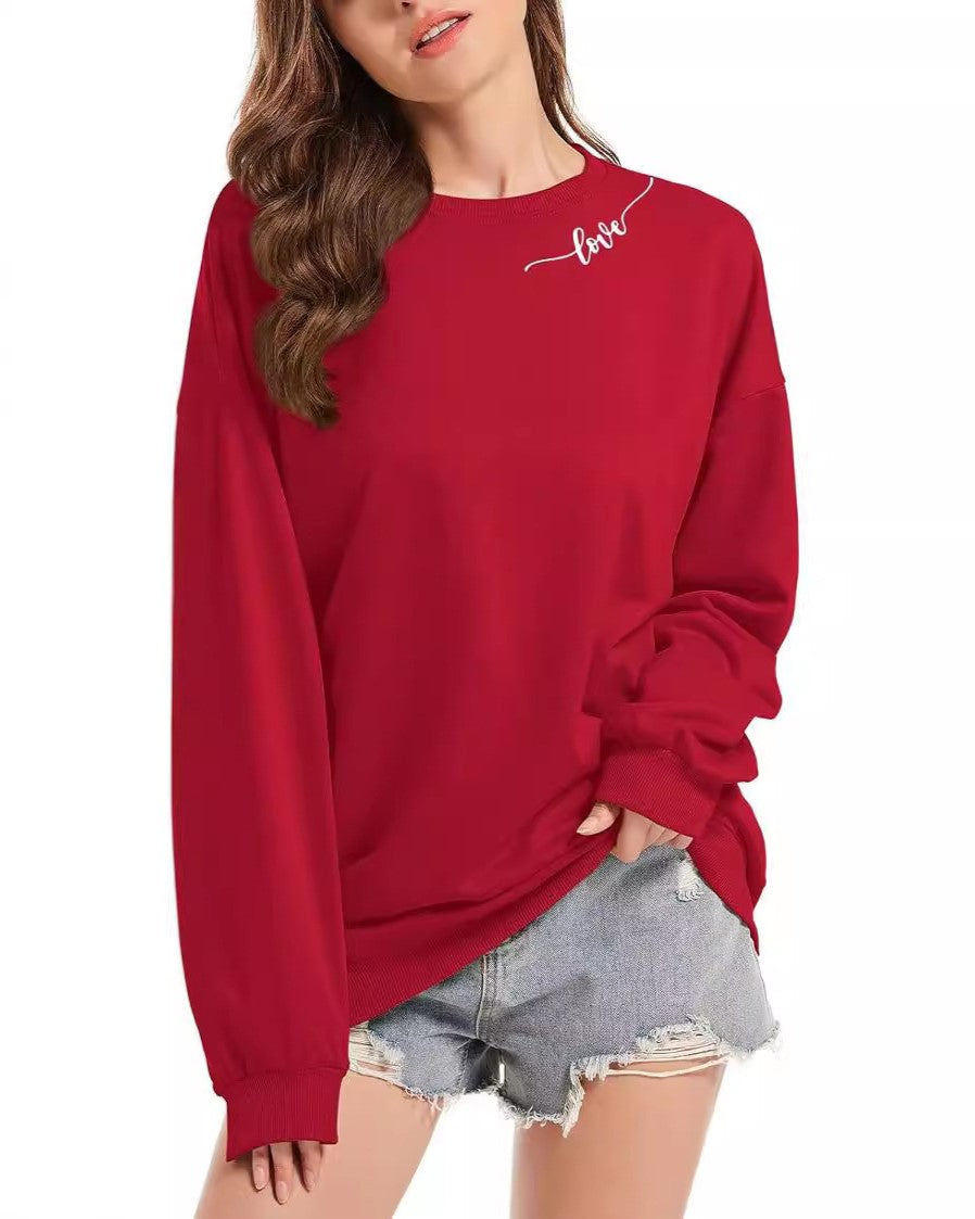 Loose Heart Pattern Crewneck Sweatshirt【Buy 3 Free Shipping】