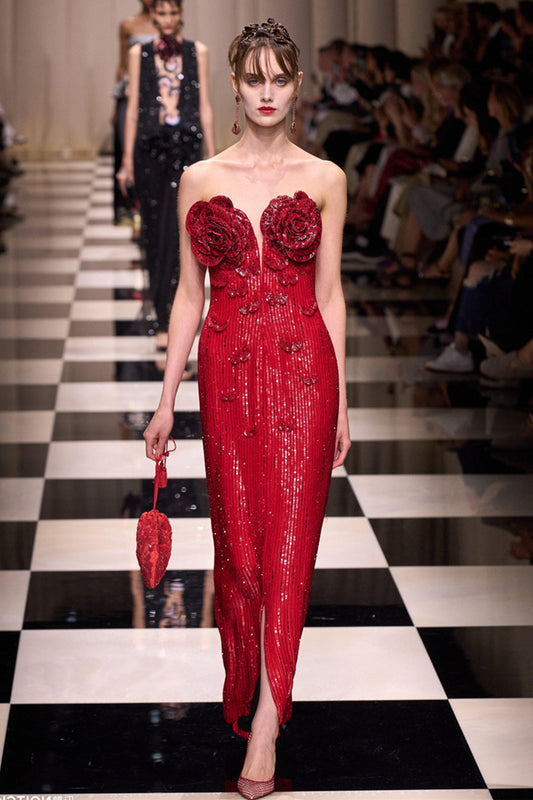 Harper Red Sequined Flower Maxi Dress