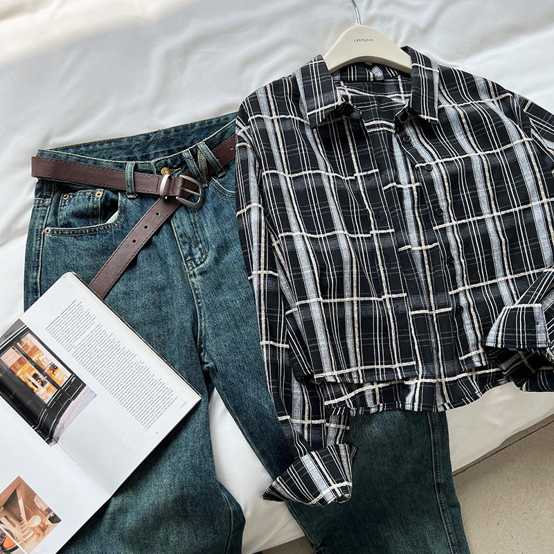 Classic Plaid Long Sleeve Blouse