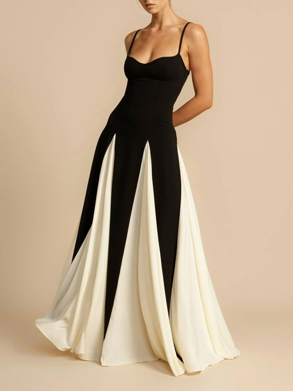 Contrast Sleeveless Maxi Dress