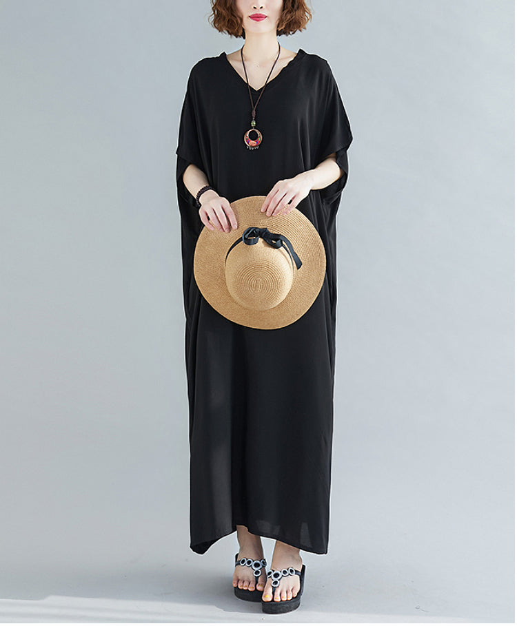Loose Cotton Solid Color Maxi Dress