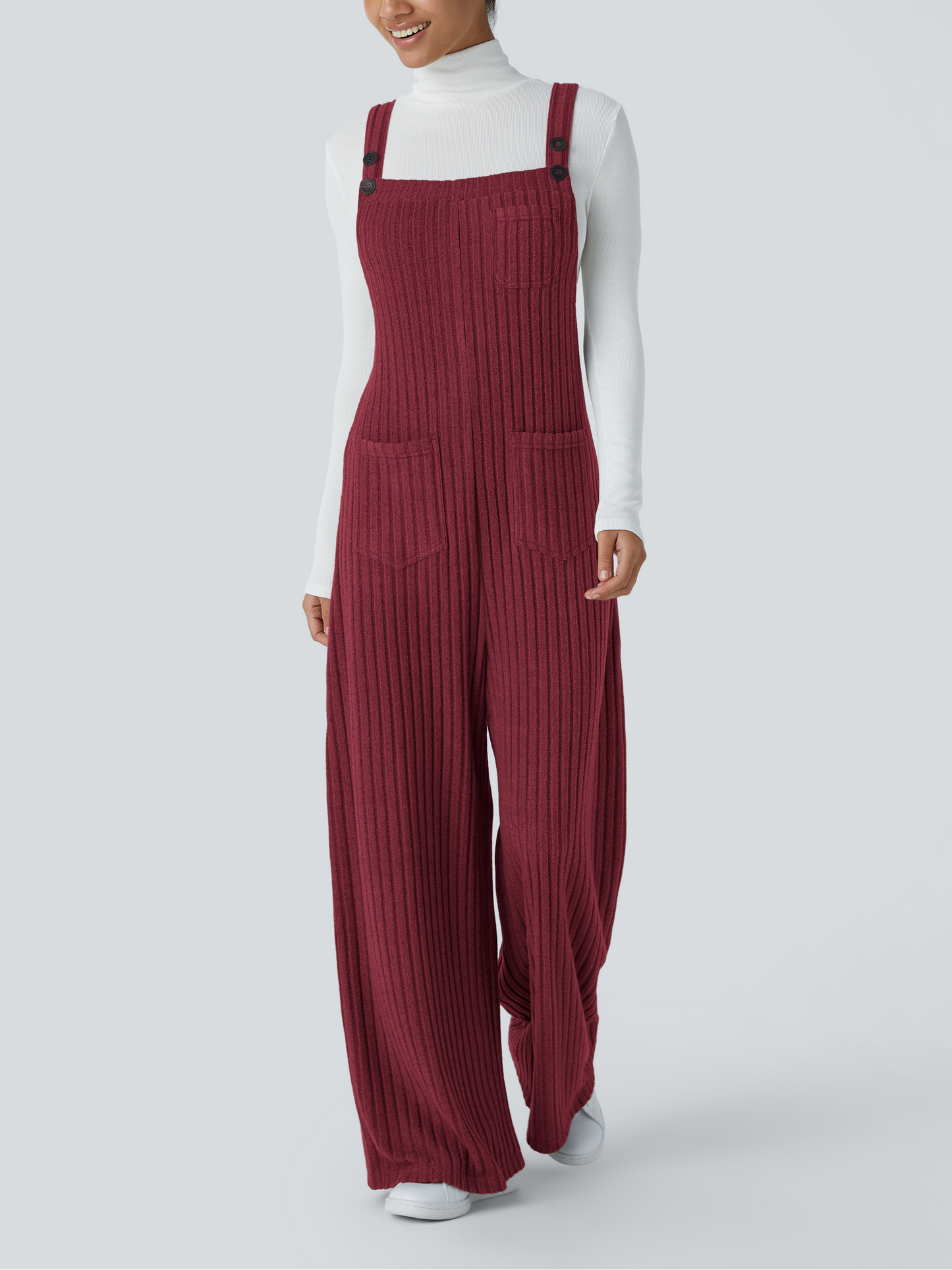 ✨Rib Knit Adjustable Straps Buttoned Multi-Pocket Overalls(Buy 2 Free Shipping)