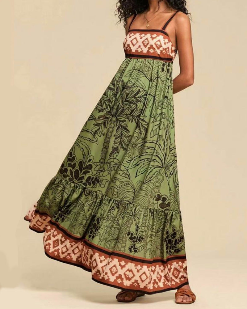 Casual Bohemian Print Sling Dress