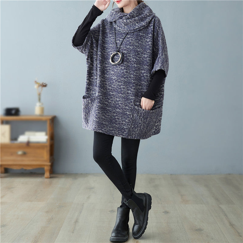 Loose Knitted Large Pocket Turtleneck Sweater
