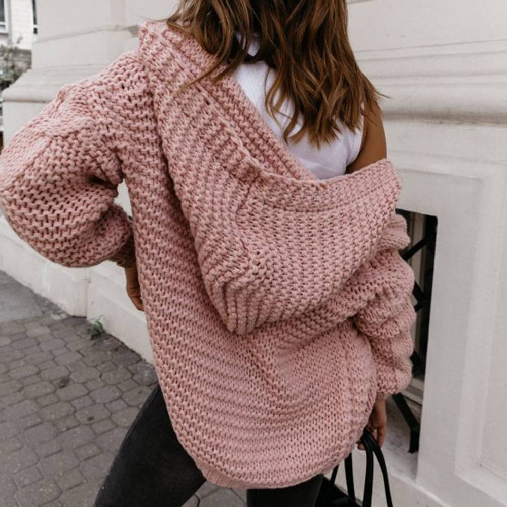 Regular Thick Wrapped Hooded Women's Sweater