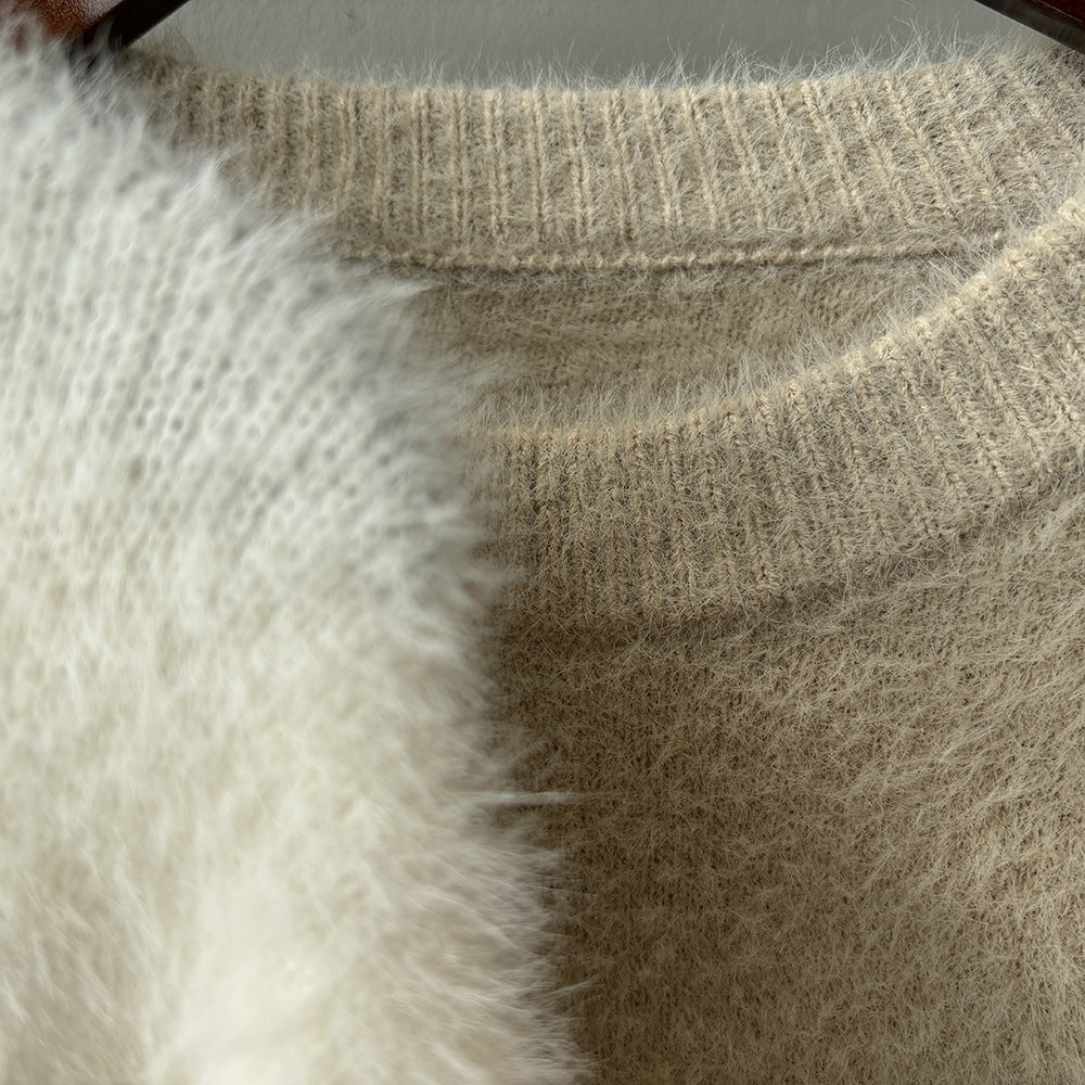 Simple Solid Color Velvet Long Sleeve Sweater